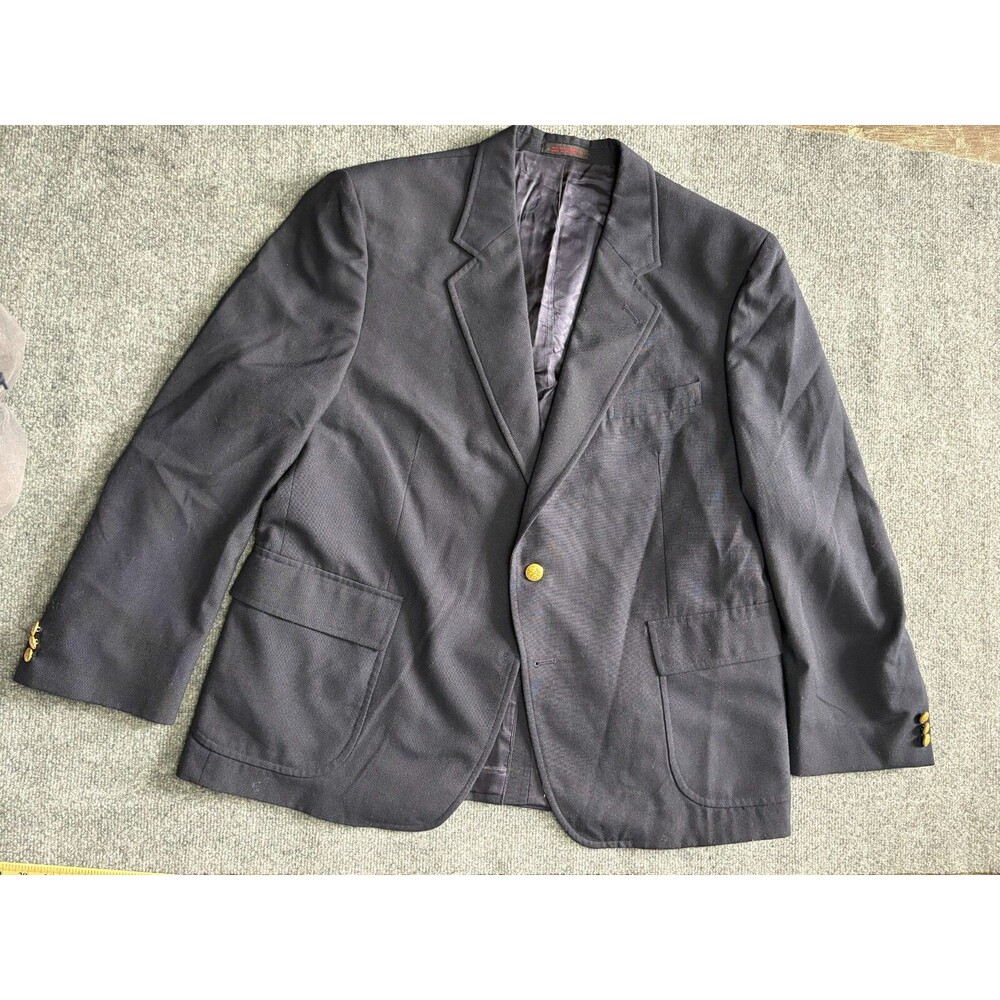 Christopher Brooks Mens Suit Jacket Only Size 46 Navy Blue *Missing 1 Button